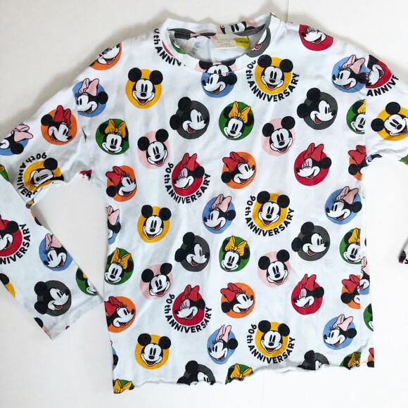 Size 9 Zara X Disney 90th Anniversary Mickey & Minnie Long Sleeve T-shirt - Picture 1 of 6